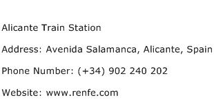 Alicante Train Station Address Contact Number