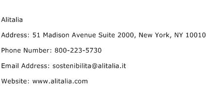 Alitalia Address Contact Number