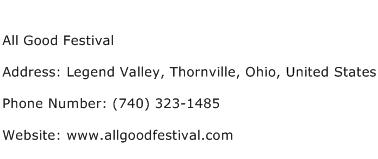 All Good Festival Address Contact Number