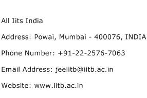 All Iits India Address Contact Number