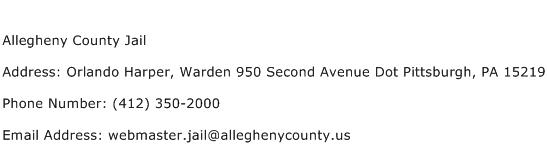 Allegheny County Jail Address Contact Number