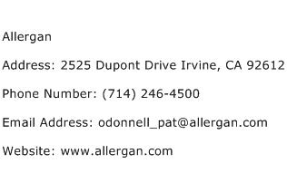 Allergan Address Contact Number