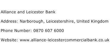 Alliance and Leicester Bank Address Contact Number