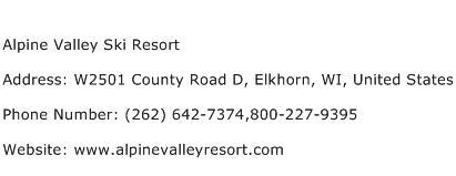 Alpine Valley Ski Resort Address Contact Number