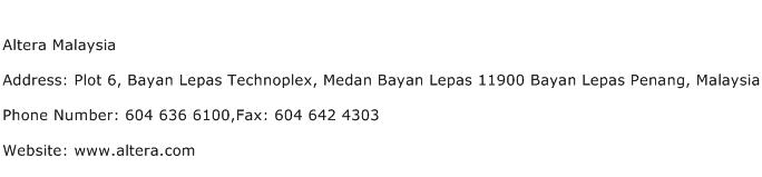 Altera Malaysia Address Contact Number