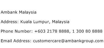 Ambank Malaysia Address Contact Number