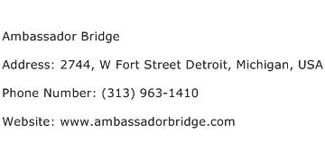 Ambassador Bridge Address Contact Number