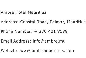 Ambre Hotel Mauritius Address Contact Number