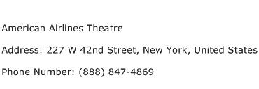 American Airlines Theatre Address Contact Number