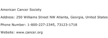 American Cancer Society Address Contact Number