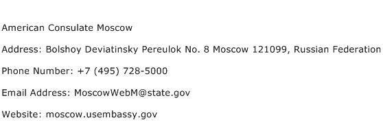American Consulate Moscow Address Contact Number