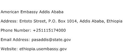 American Embassy Addis Ababa Address Contact Number