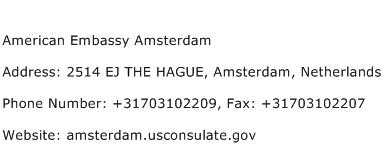 American Embassy Amsterdam Address Contact Number