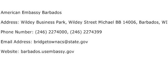 American Embassy Barbados Address Contact Number