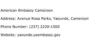 American Embassy Cameroon Address Contact Number