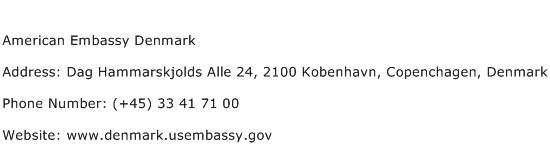 American Embassy Denmark Address Contact Number