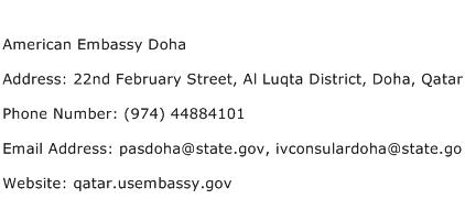 American Embassy Doha Address Contact Number