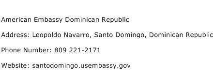 American Embassy Dominican Republic Address Contact Number