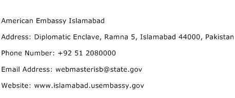 American Embassy Islamabad Address Contact Number
