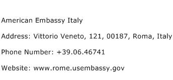 American Embassy Italy Address Contact Number