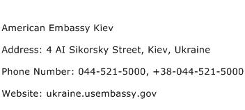 American Embassy Kiev Address Contact Number