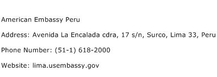 American Embassy Peru Address Contact Number