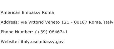 American Embassy Roma Address Contact Number