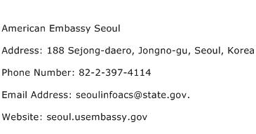 American Embassy Seoul Address Contact Number
