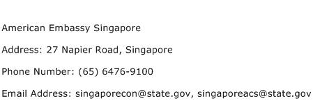 American Embassy Singapore Address Contact Number