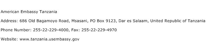 American Embassy Tanzania Address Contact Number