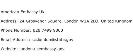 American Embassy Uk Address Contact Number