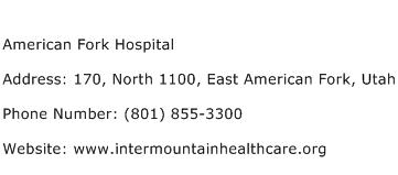 American Fork Hospital Address Contact Number