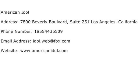 American Idol Address Contact Number