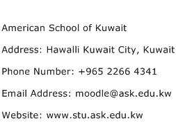 American School of Kuwait Address Contact Number