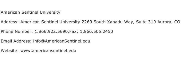 American Sentinel University Address Contact Number