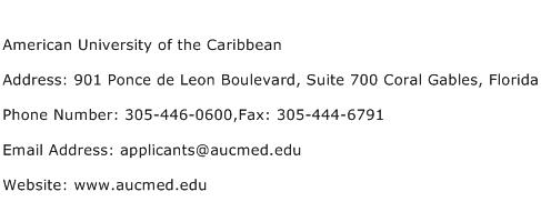 American University of the Caribbean Address Contact Number