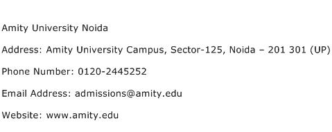 Amity University Noida Address Contact Number