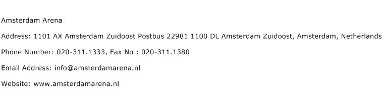 Amsterdam Arena Address Contact Number