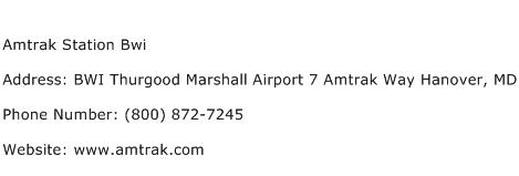Amtrak Station Bwi Address Contact Number
