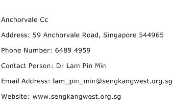 Anchorvale Cc Address Contact Number