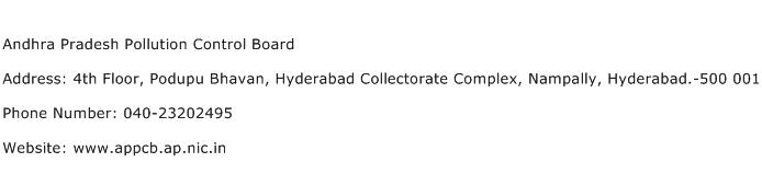 Andhra Pradesh Pollution Control Board Address Contact Number