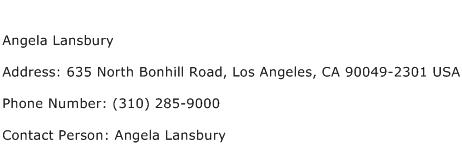 Angela Lansbury Address Contact Number