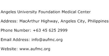Angeles University Foundation Medical Center Address Contact Number