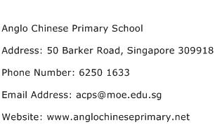 Anglo Chinese Primary School Address Contact Number