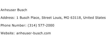 Anheuser Busch Address Contact Number