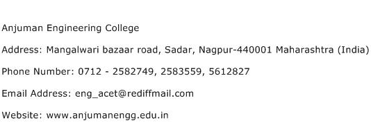 Anjuman Engineering College Address Contact Number
