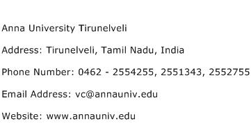 Anna University Tirunelveli Address Contact Number