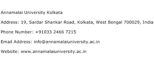 Annamalai University Kolkata Address Contact Number