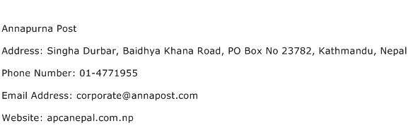 Annapurna Post Address Contact Number