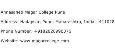 Annasaheb Magar College Pune Address Contact Number